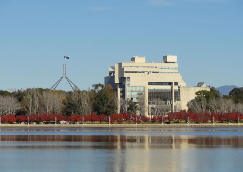 Picture of the High Court of Australia taken from Lake Burley Griffin in Canberra