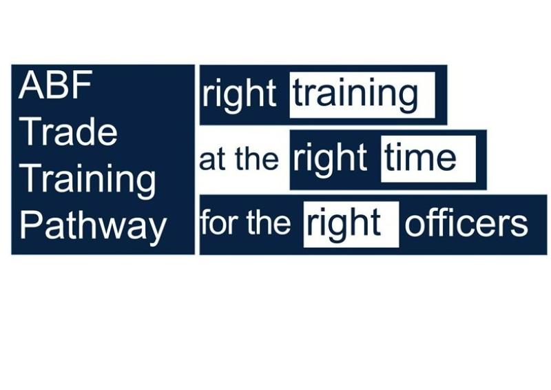 Graphical Image that is the logo for the ABF Trade Training Pathway. Right training at the right time for the right officers.