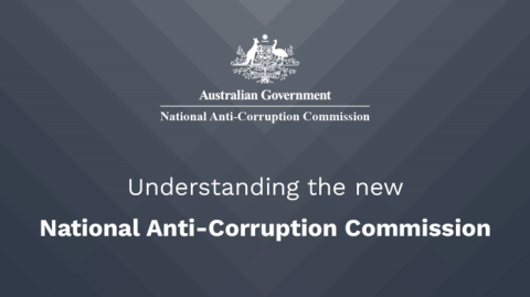 A logo of the National Anti-Corruption Commission with the wording, ‘Understanding the new National Anti-Corruption Commission”.