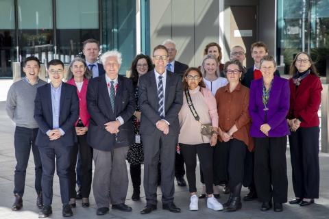 Photograph of Open Government Forum members outside the Attorney-General’s Department for Forum meeting #3 Image L to R: Row 1: Tim Lo Surdo; Prof Charles Sampford; Simon Newnham, AGD; Anooshe Mushtaq; Kate Auty; Prof Anne Twomey; Maree Bridger, DITRDCA; Row 2: Alan Wu, OGP; Helen Wilson, APSC; Rebecca Mackinnon; Penny McKay, Office of Commonwealth Ombudsman; Kyle Redman Row 3: Tom Dickson, Treasury; Andrew Walter, PM&C; Elizabeth Hampton, OAIC; Scott Dilley, Finance Not pictured (online attendees): Elizabe