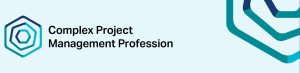 A logo for the CPM Profession that show the words, “Complex Project Management Profession” with an illustrative circle of shapes to the left and right of the words. 